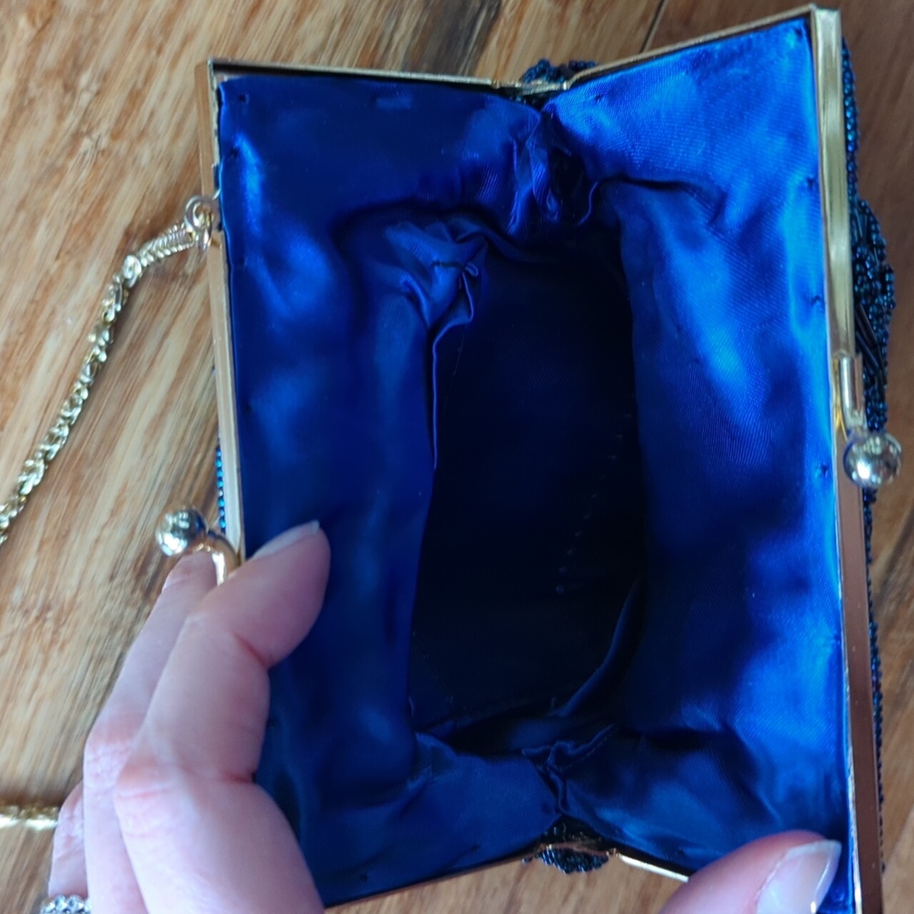 Vintage Blue Beaded Evening Bag - Picture 5 of 6